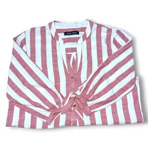 Ivanka Trump | 100% Cotton Stripped Red White 3/4 Sleeves Blouse | Size: Large